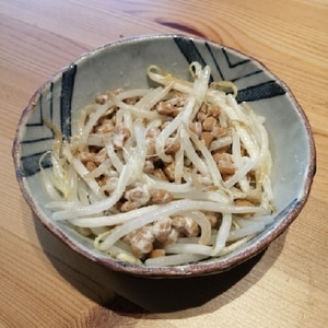 電子レンジもやし(^^)withめんつゆマヨ納豆♪